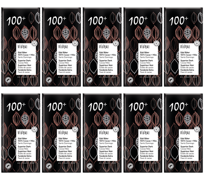 10 x Vivani Superior Dark 100% + cocoa nibs Org - 80g