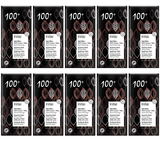 10 x Vivani Superior Dark 100% + cocoa nibs Org - 80g