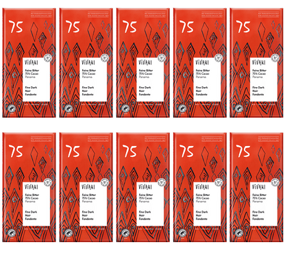 10 x Vivani Fine Dark 75% cocoa + coconut blossom sugar - 80g