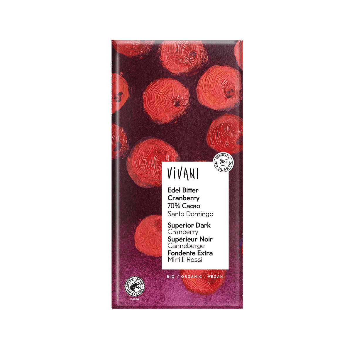 10 x Vivani Superior Dark + C/berry Cacao Santo Domingo - 100g