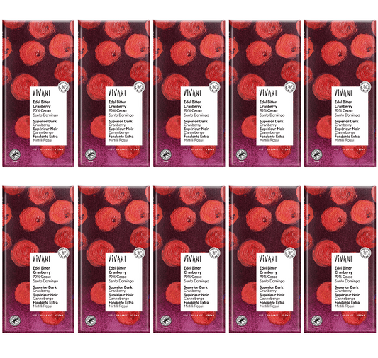 10 x Vivani Superior Dark + C/berry Cacao Santo Domingo - 100g
