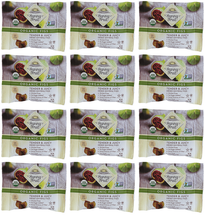 12 x Sunny Fruit Organic Figs Snack Packs - 6x50g