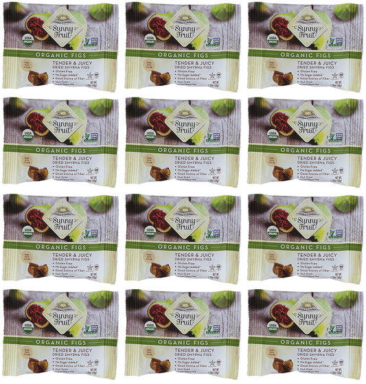 12 x Sunny Fruit Organic Figs Snack Packs - 6x50g