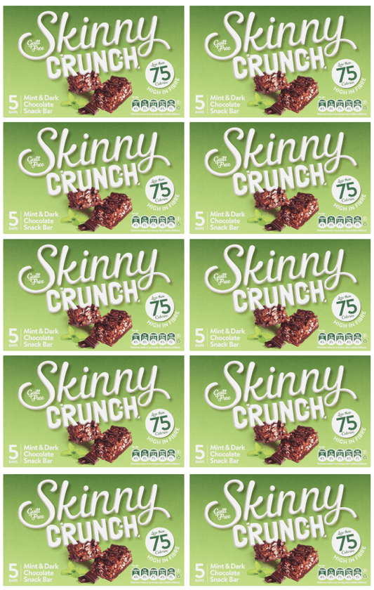 10 x Skinny Crunch Dark Chocolate & Mint 5X19Gm