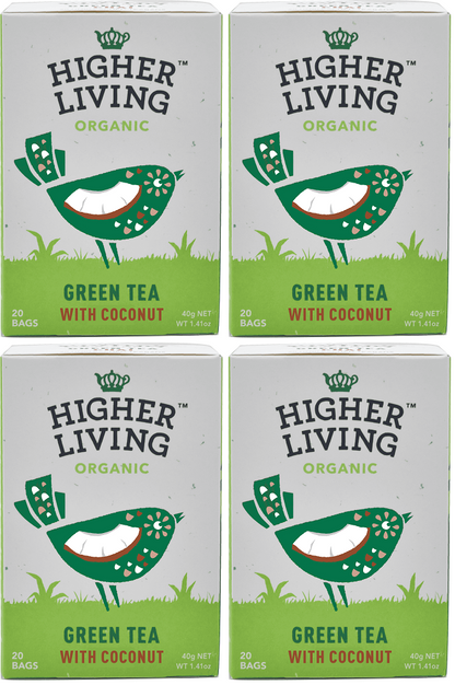 4 x Higher Living Green Tea Coconut - 20g