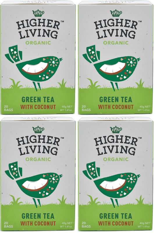 4 x Higher Living Green Tea Coconut - 20g