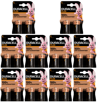 10 X Duracell Plus C Batteries 2 Pack