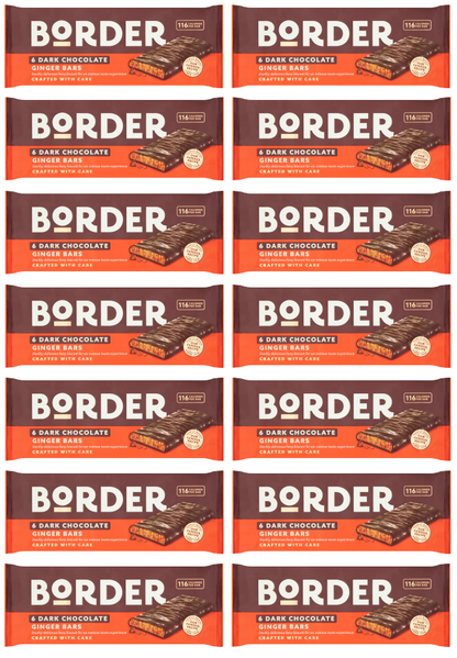 18 X Border Biscuits Dark Chocolate Ginger Bars 144Gm