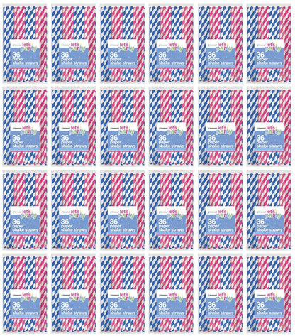 24 X Lets Party Striped Paper Straws 36 PACK