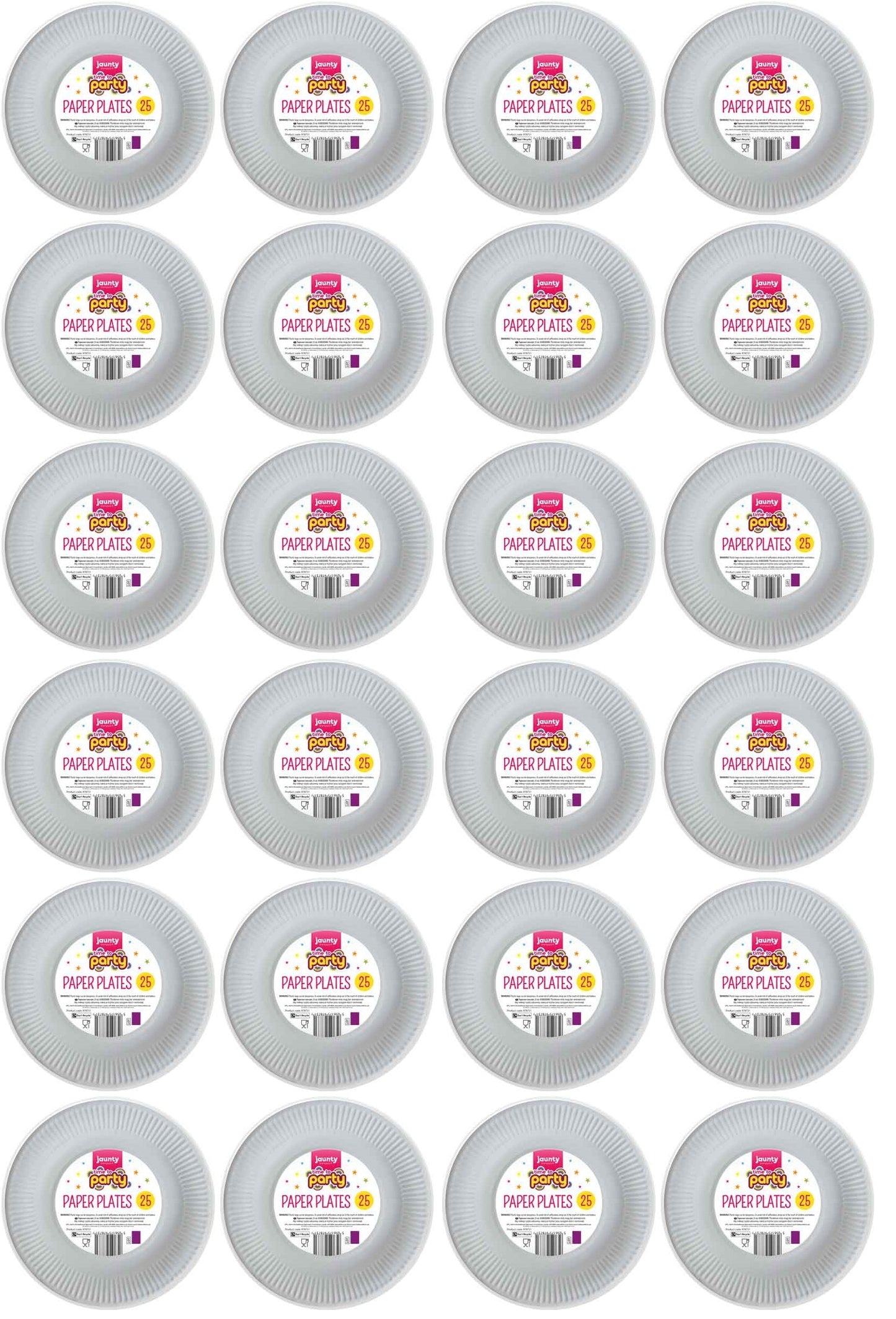 24 X Jaunty Paper Plates White 9 Inch 25 PACK