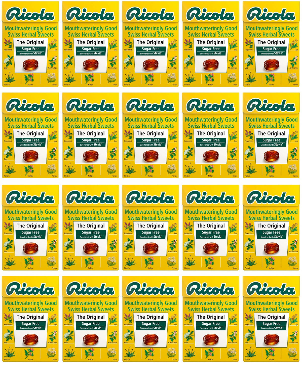 20 x Ricola Herb Sugar Free Box with STEVIA - 45g