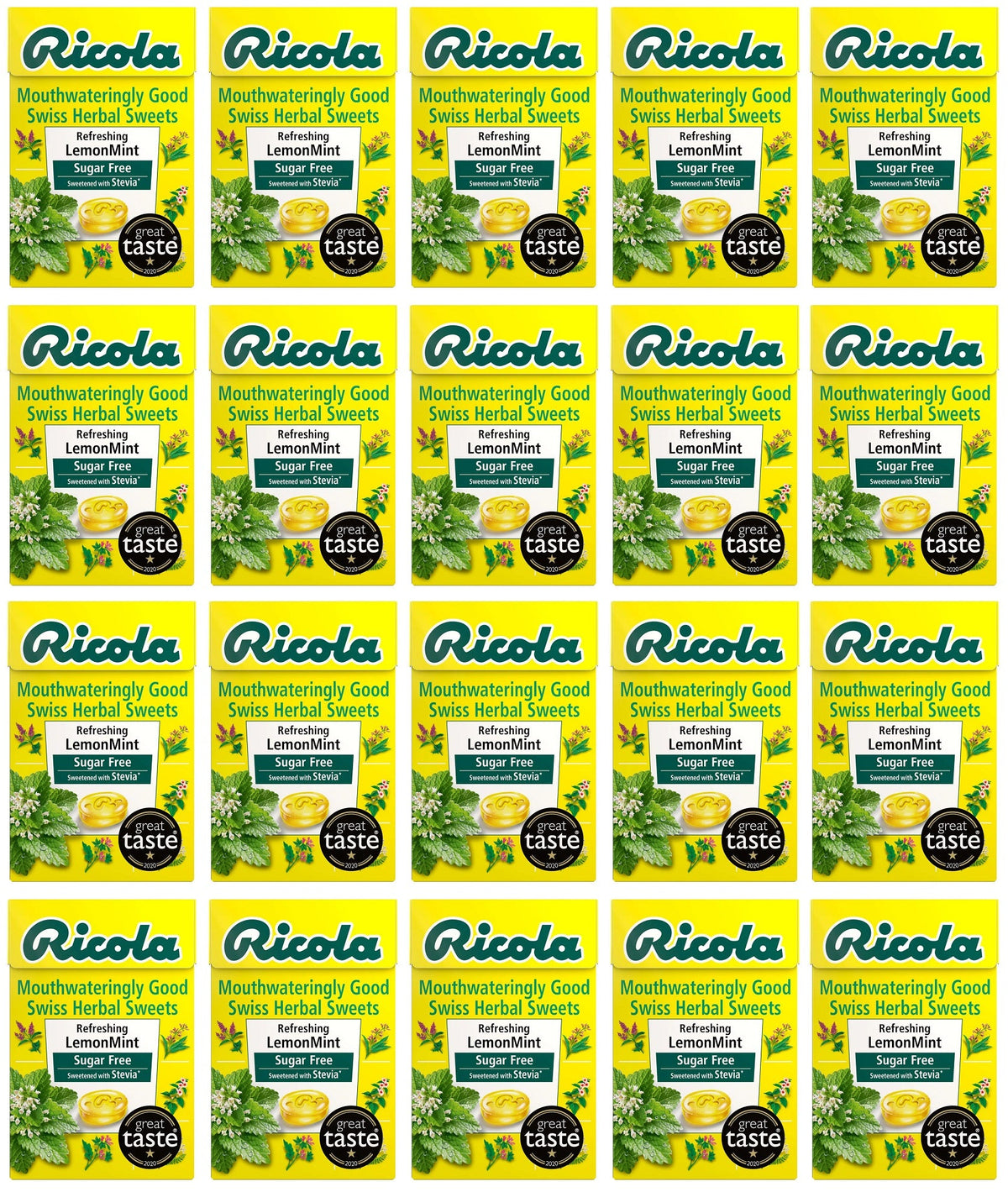 20 x Ricola Lemon-Mint Sugar Free Box - 45g
