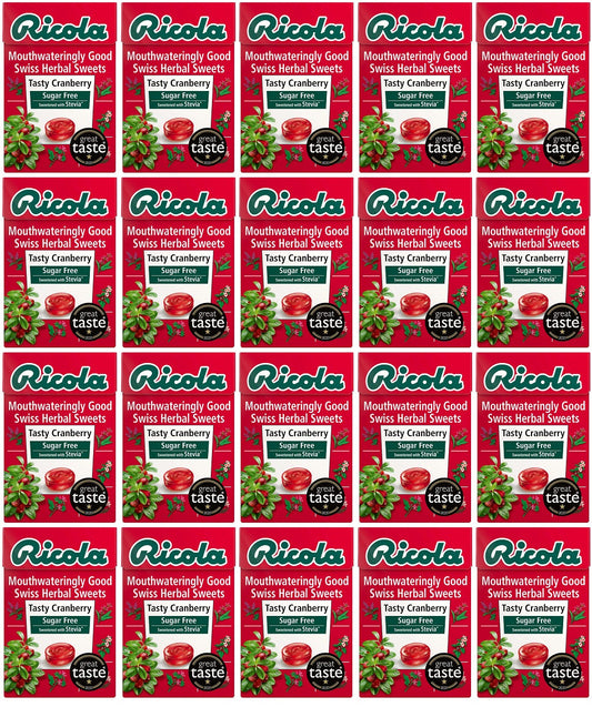 20 x Ricola Cranberry Sugar Free Box (Stevia) - 45g