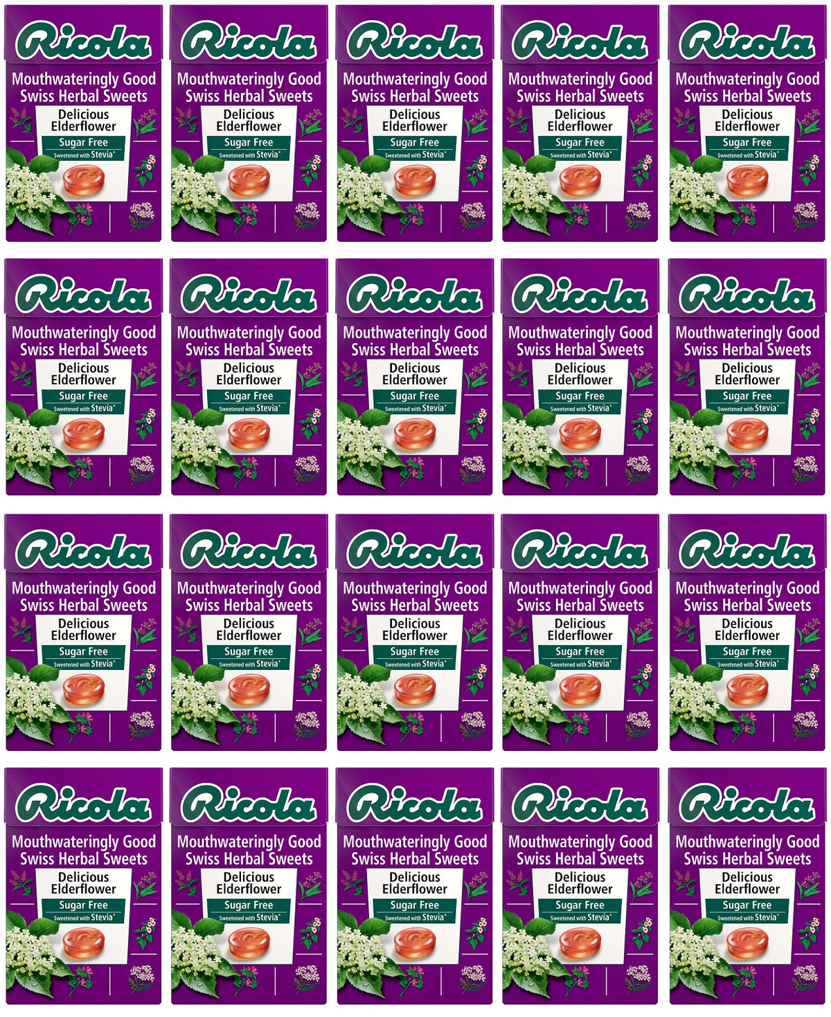 20 x Ricola Elderflower Sugar Free Box - 45g