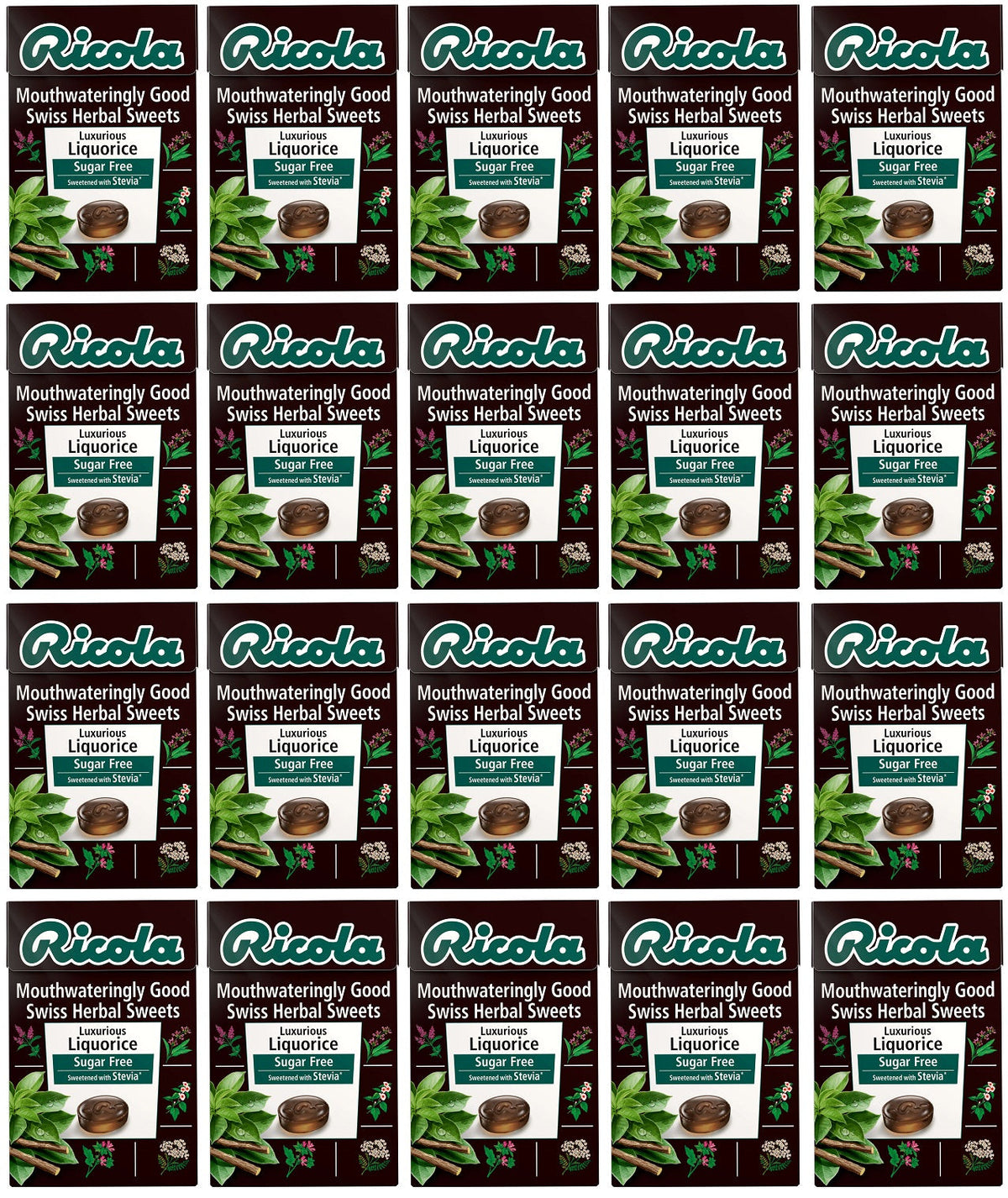 20 x Ricola Liquorice Sugar Free Box - 45g