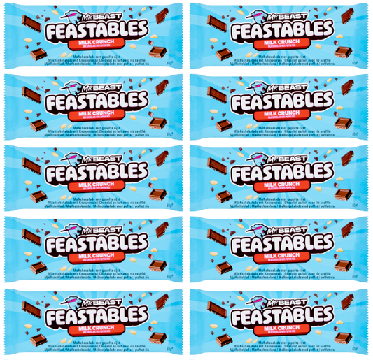 10 x Mr Beast Feastables Milk Chocolate Crunch - 60GM