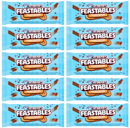 10 x Mr Beast Feastables Peanut Butter Chocolate  - 60GM