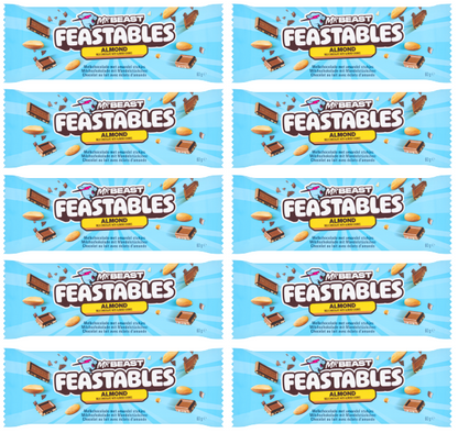 10 x Mr Beast Feastables Almond Chocolate - 60GM