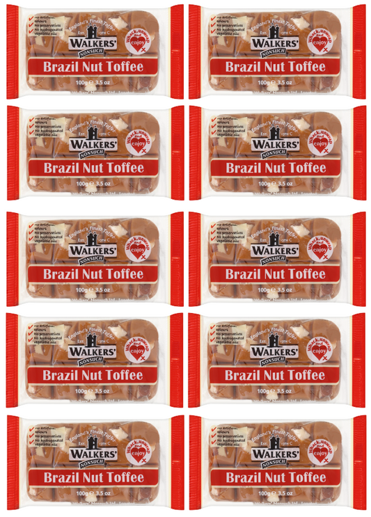 10 x Tray Walkers Brazil Nut Toffee 100Gm