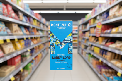 12 x Montezuma Lordy Lord - Dark with Cocoa Nibs - 90g