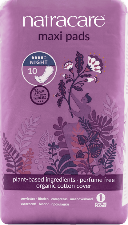 Natracare Night Time Maxi Pads - 10pc