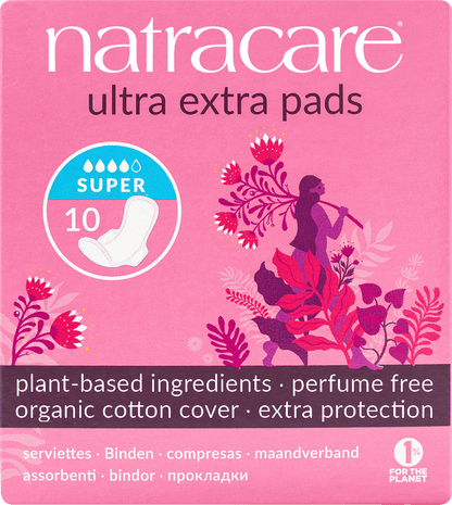 Natracare Ultra Extra Pads Super w/wings - 10pc