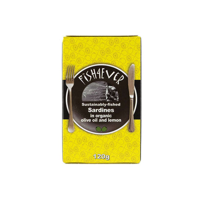 Fish4ever Whole sardines in org olive oil & lemon - 120g