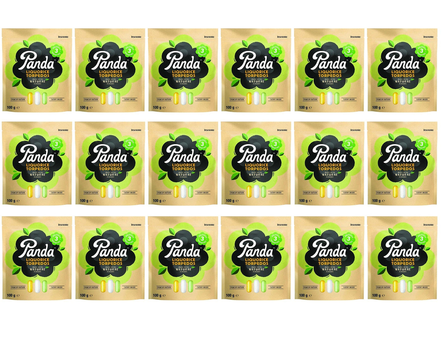 18 x Panda  Natural Liquorice Torpedos - 100g