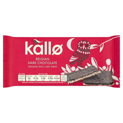 Kallo Org Belgian Dark Chocolate Rice Cake Thins - 90g