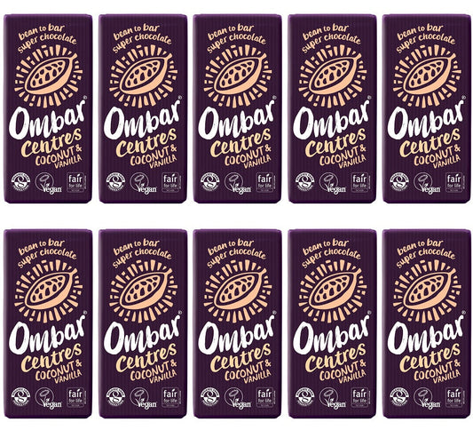 10 x Ombar Centres Coconut & Vanilla - 70g