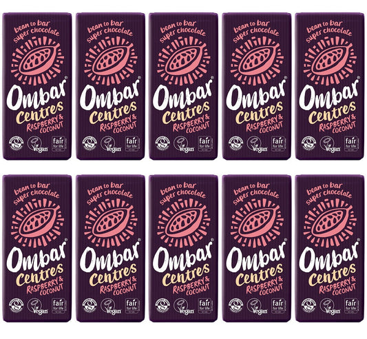 10 x Ombar Centres Raspberry & Coconut - 70g
