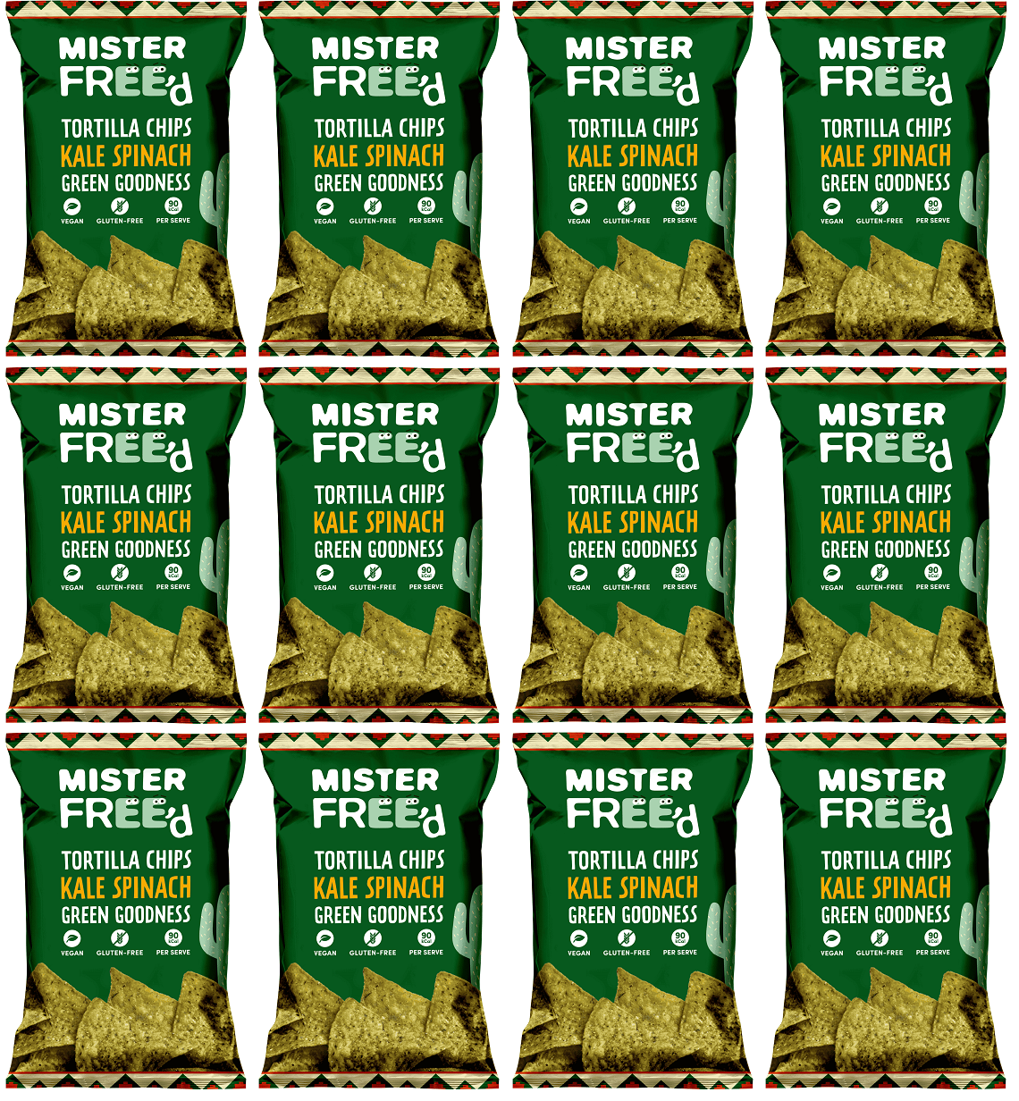12 x Mister Free'd Tortilla Chips with Kale & Spinach - 135g