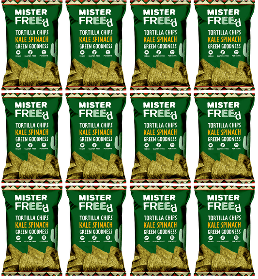 12 x Mister Free'd Tortilla Chips with Kale & Spinach - 135g