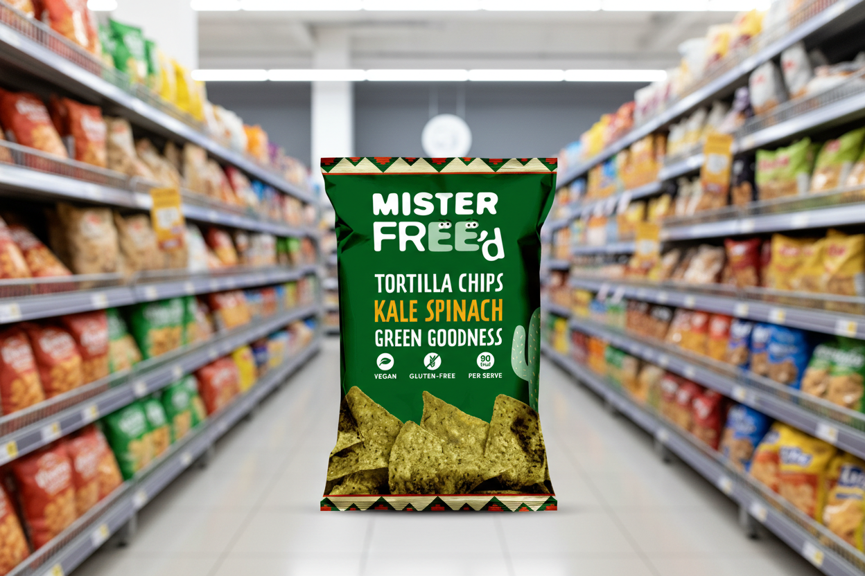 12 x Mister Free'd Tortilla Chips with Kale & Spinach - 135g