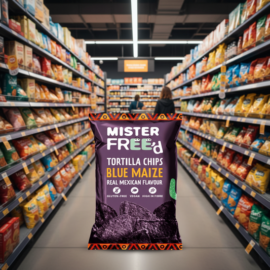 12 x Mister Free'd Tortilla Chips with Blue Maize - 135g