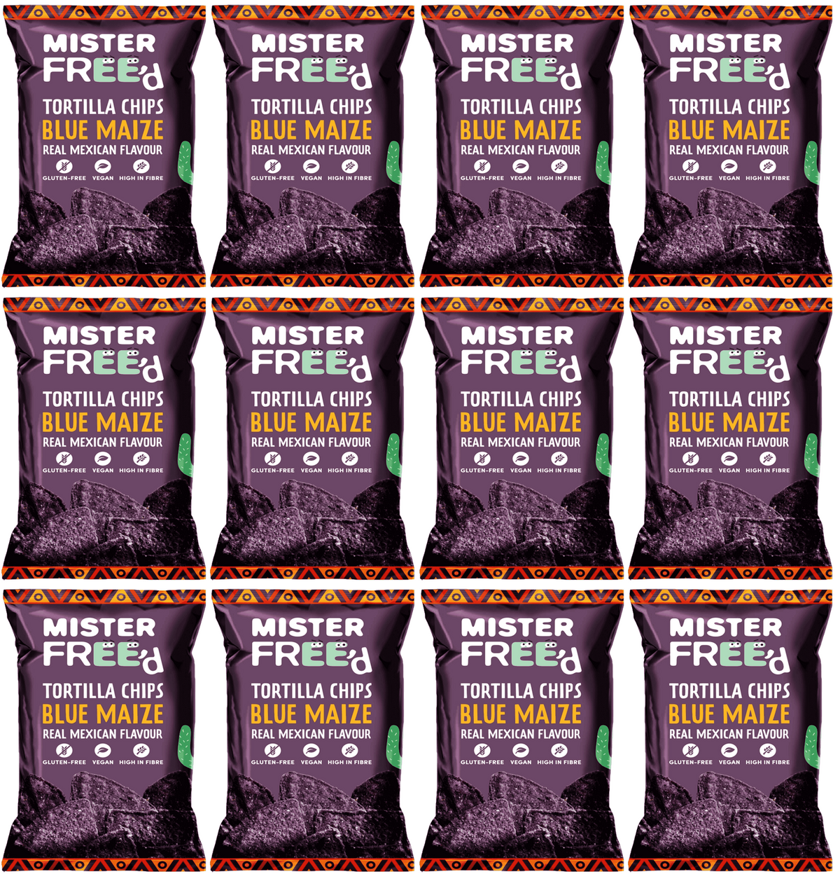 12 x Mister Free'd Tortilla Chips with Blue Maize - 135g