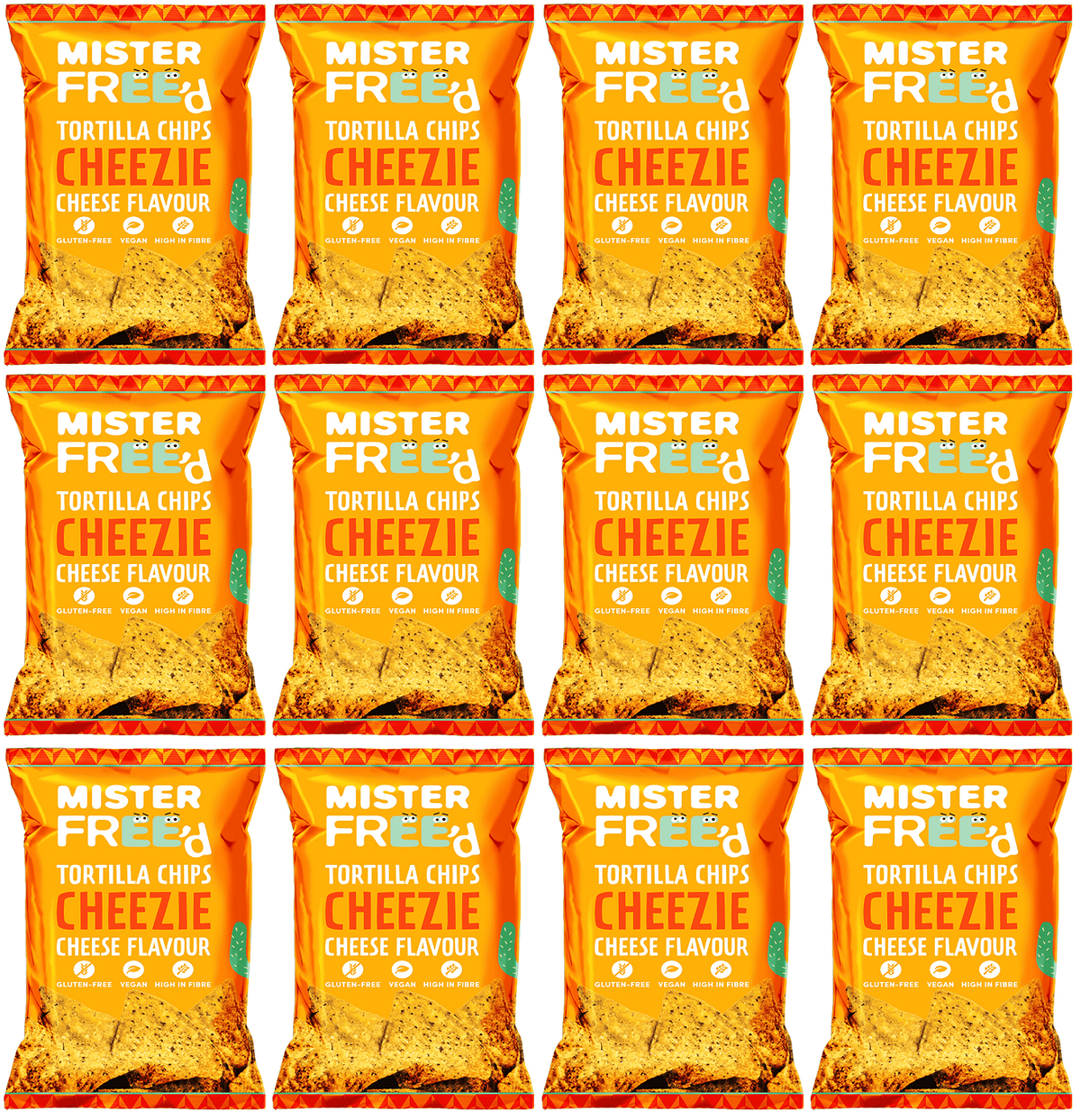 12 x Mister Free'd Tortilla Chips with Vegan Cheese - 135g
