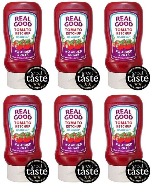 6 x Real Good Tomato Ketchup No Added Sugar - 310g