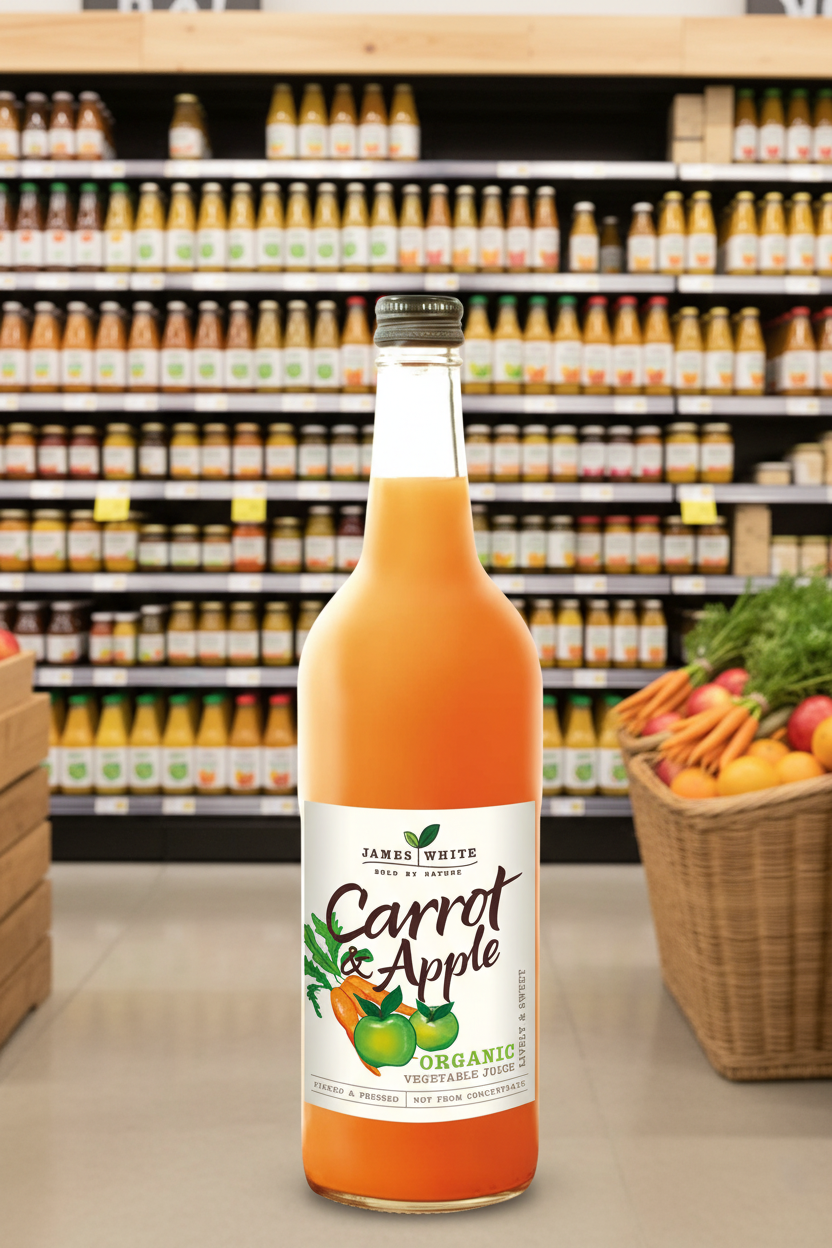 6 x James White Organic Carrot & Apple Juice - 750ml