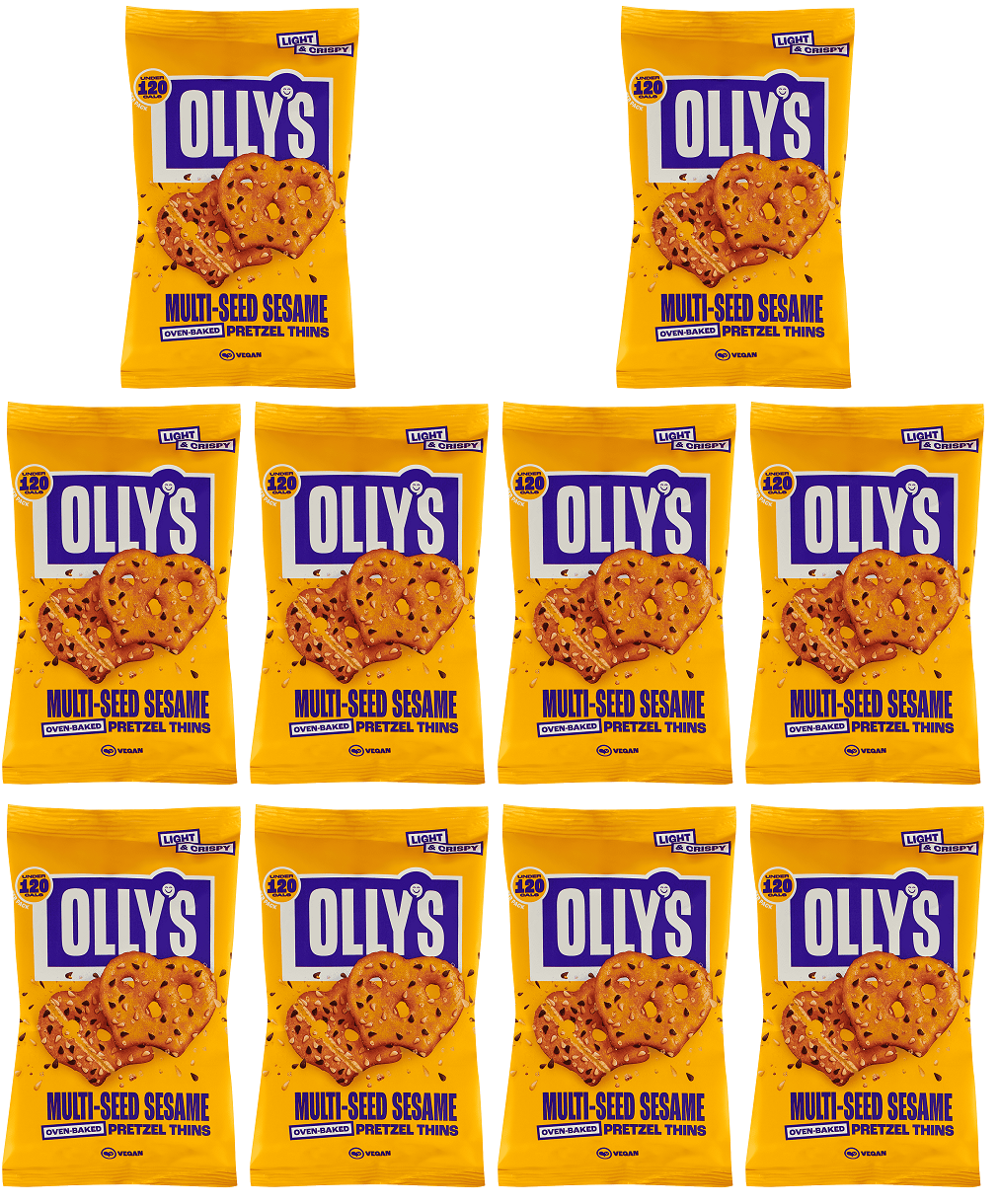 10 x Olly's Pretzel Thins - Multiseed Sesame - 35g