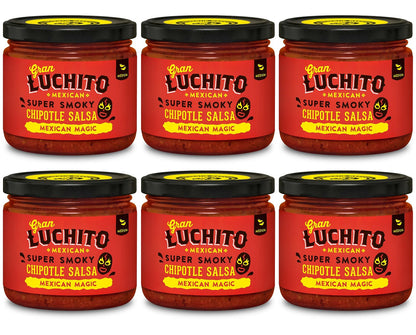 6 x Gran Luchito Super Smokey Chipotle Salsa - 300g