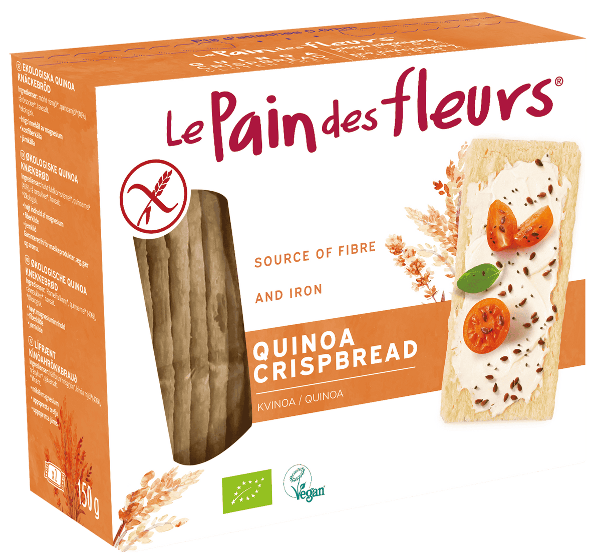 6 x Le Pain Des Fleurs Org Quinoa GF Crispbread - 150g