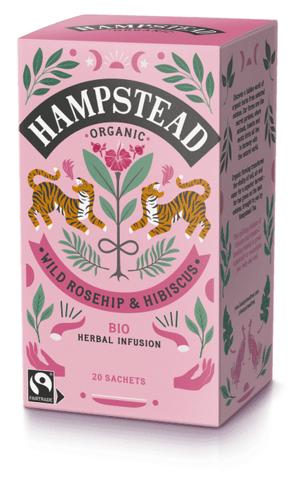 4 x Hampstead Tea Org Wild Rosehip & Hibiscus - 20pc