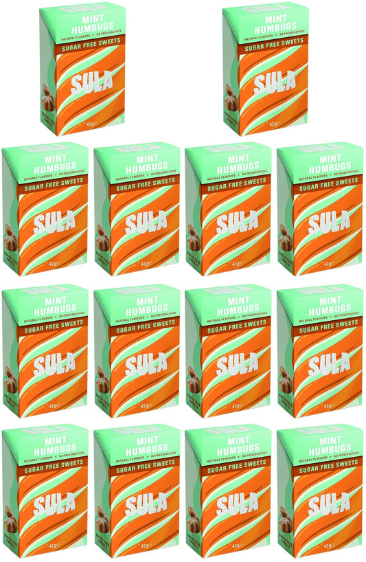 14 x Sula Mint Humbugs Sugar Free - 42g