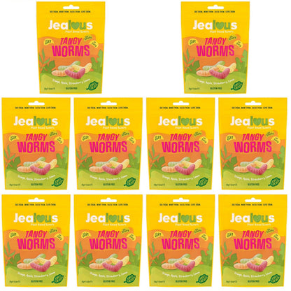 10 x Jealous Sweets Tangy Worms   Share Bag - 125g