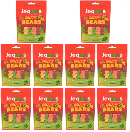 10 x Jealous Sweets Grizzly Bears   Share Bag - 125g