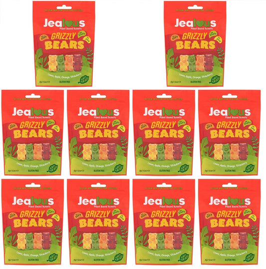 10 x Jealous Sweets Grizzly Bears   Share Bag - 125g