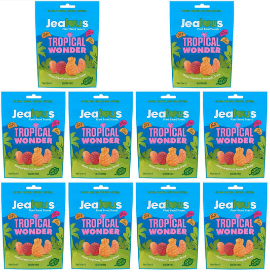 10 x Jealous Sweets Tropical Wonder   Share Bag - 125g
