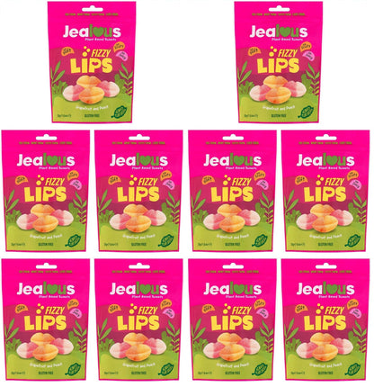 10 x Jealous Sweets Fizzy Lips   Share Bag - 125g
