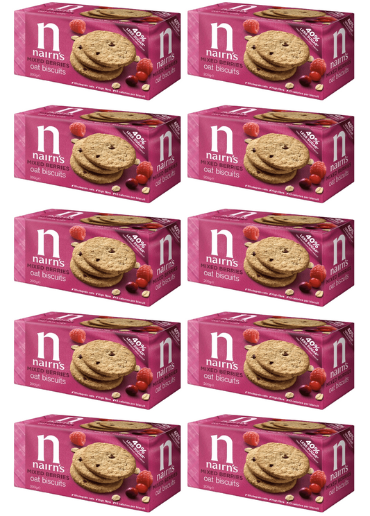 10 x Nairn's Mixed Berry Oat Biscuits - 200g